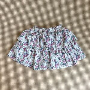 Floral ruffles skirt with built in shorts. Girl size 7